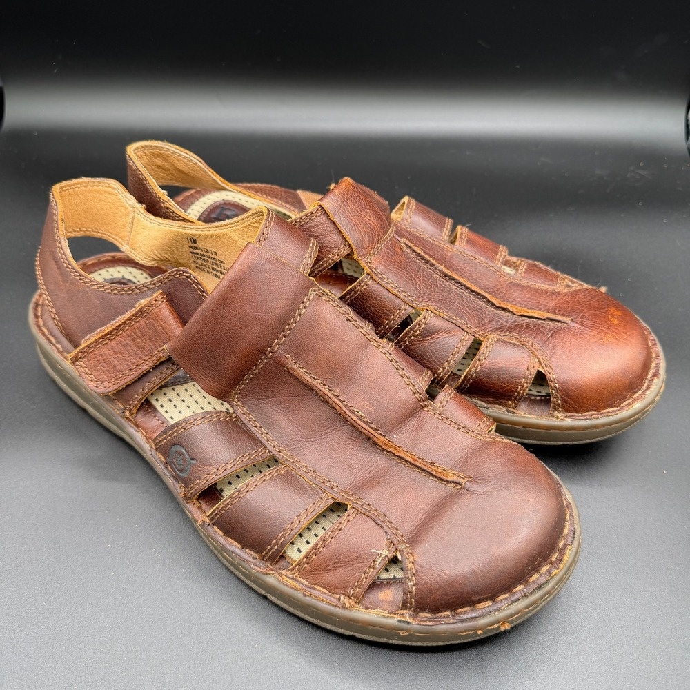 Born Mens Size 11M Brown Leather Fisherman Sandals